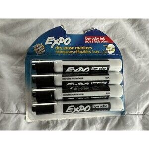 Expo Dry Erase Markers, Chisel Tip, Black, 4 Pack, New